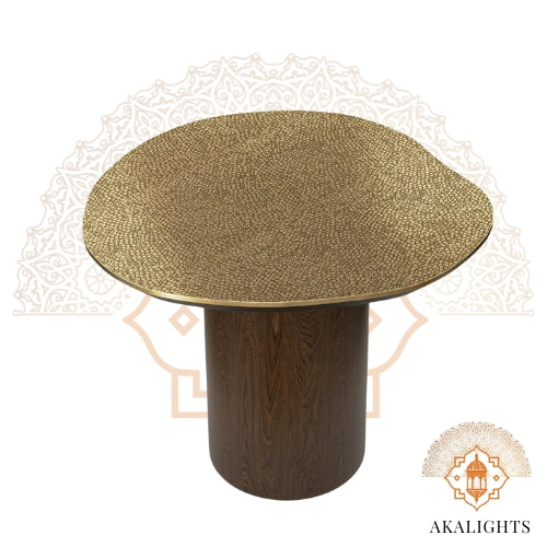 Hammered brass and oak Table