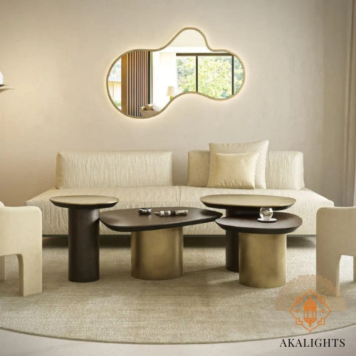 Hammered brass and oak Table