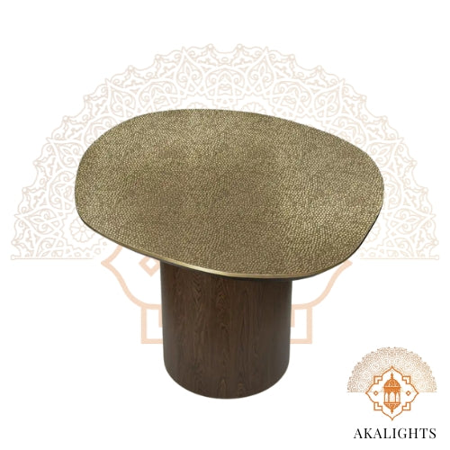 Hammered brass and oak Table