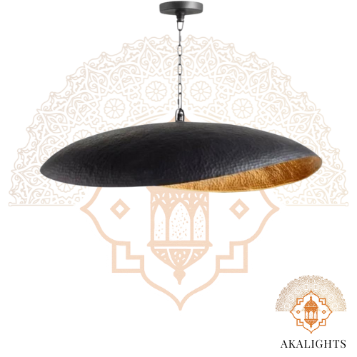 Moroccan hammered Brass Black lampshade