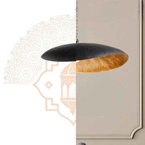 Moroccan hammered Brass Black lampshade
